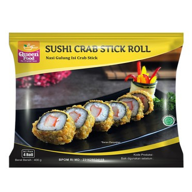 

Queen Food Sushi Crab Stick Roll isi 4 Roll 400gr - Nasi Gulung Isi Crab Stick