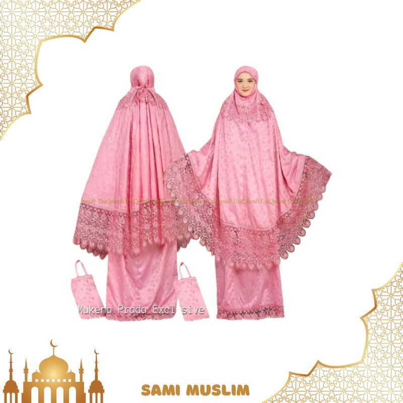Mukena Sutra Prada renda keong/mukena sutra premium