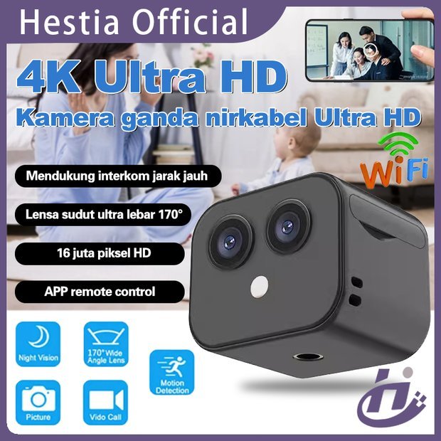 ✨COD✨4K HD CCTV Mini Tersembunyi Tanpa Kabel Spy Kamera Mini Magic Hidden Camera Two Lens Mini Kartu