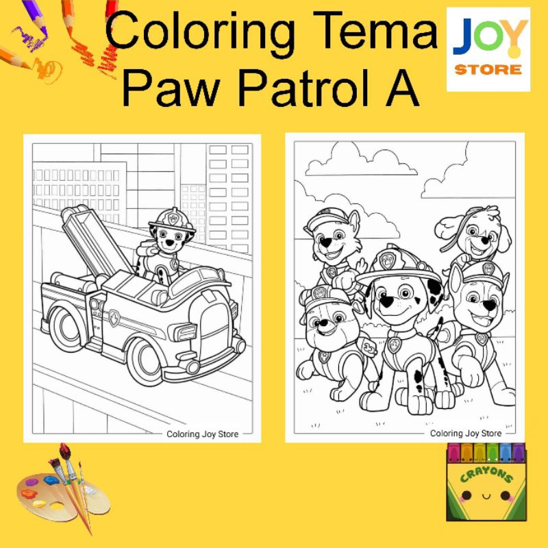 

Kertas Gambar Mewarnai ukuran A4 dan A5 150 gsm - Coloring Paper Tema Paw Patrol A Toko Joy Store