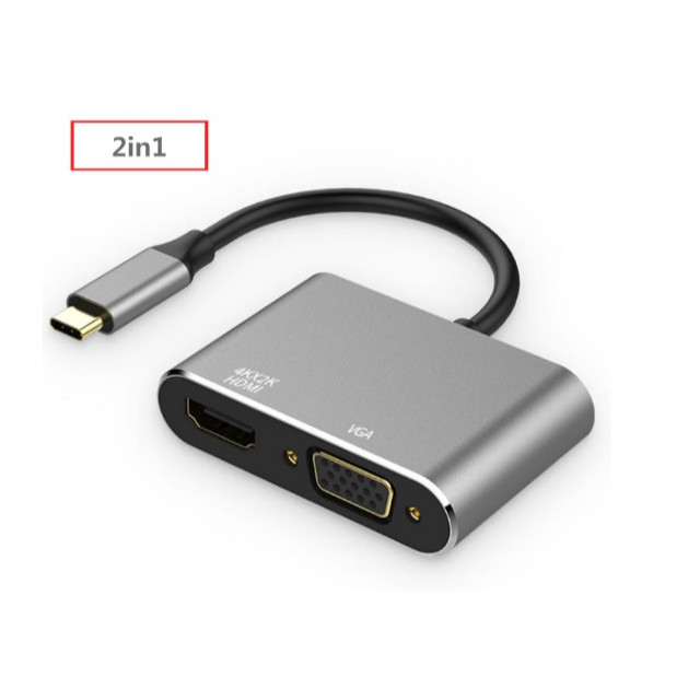 CONVERTER USB TYPE C 2IN1 To HDMI DAN VGA Adapter