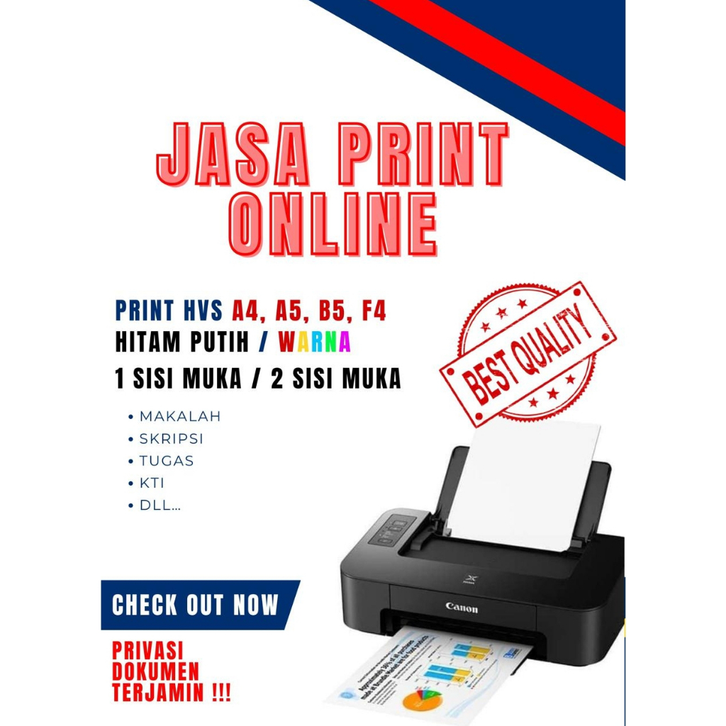 

PRINT A4 / Cetak Kertas A4, Dokumen, makalah, skripsi, tugas, soal A4 BW/COLOR