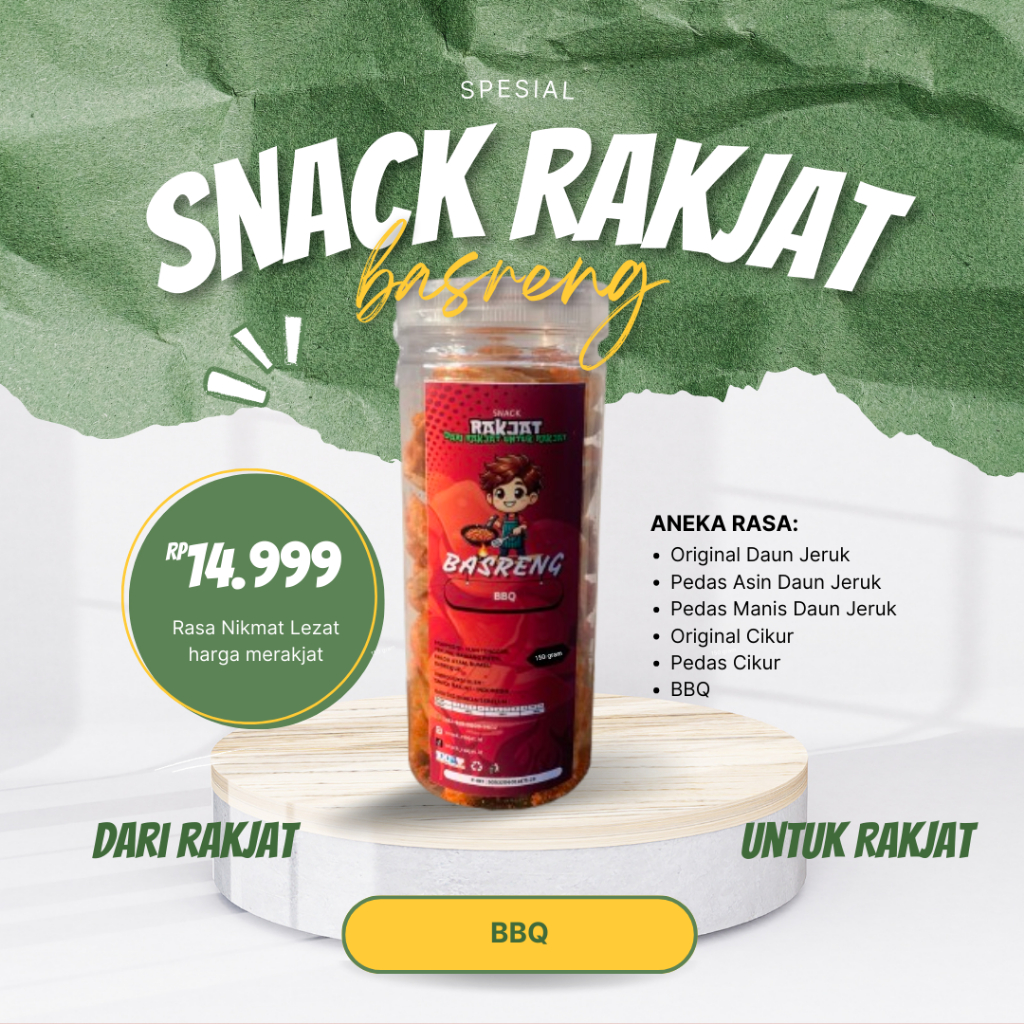 

BASRENG RAKJAT - Barbeque - Kemasan 150 gram Cemilan Basreng dari Rakjat untuk Rakjat