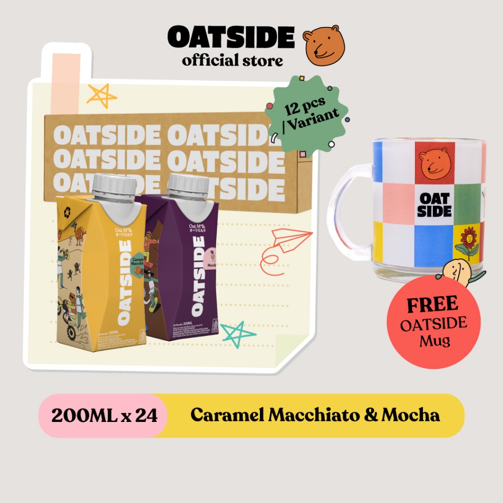

OATSIDE Mini Cap Oat Milk Caramel Macchiato & Mocha 200ml (24 pcs) (Cap) + FREE Mug OATSIDE