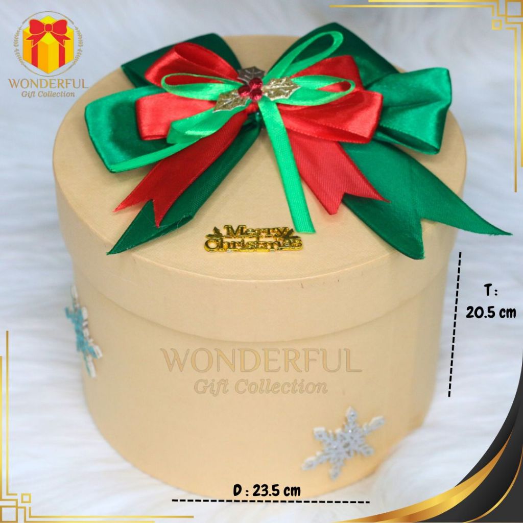 

Hardbox Bulat Hampers Natal /Gift Box Kokoh Dengan Pita Elegan BL-3