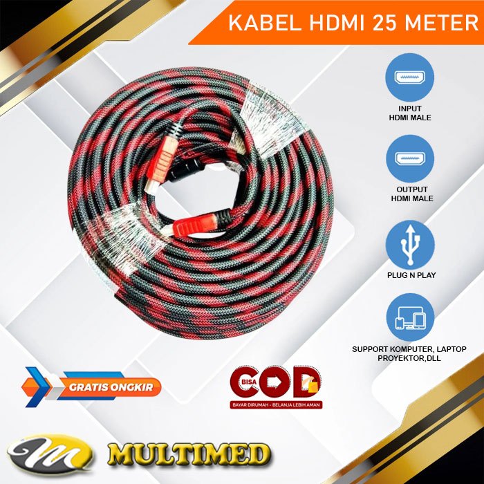 Kabel HDMI To HDMI Panjang 25 Meter