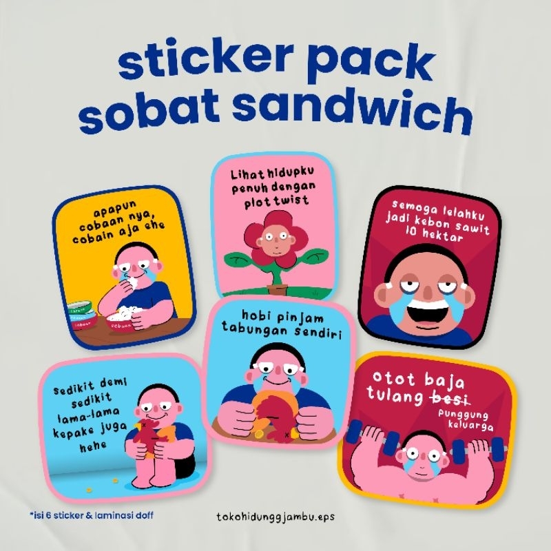 

[Isi 6 Sticker] Sticker Pack Lucu Sandwich Generation Seri 3 l Sticker Cutting Vinyl Laminasi Doff l Waterproof