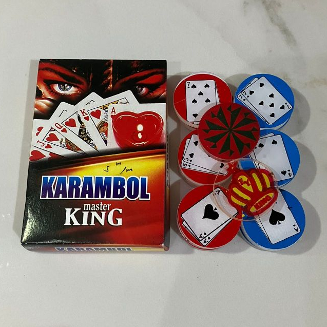 Biji Karambol Biasa Tebal 5 mm Motif Kartu Remi Master King / Random | Koin Krambol Satu Lapis Origi