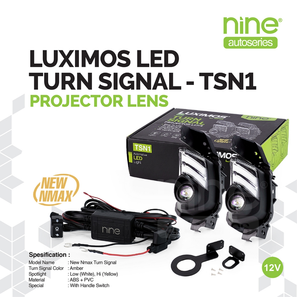 LUXIMOS Lampu Sein Projector Lens DRL Alis Bonus Saklar NMAX NEW LED TSN1 - NINE AUTOSERIES