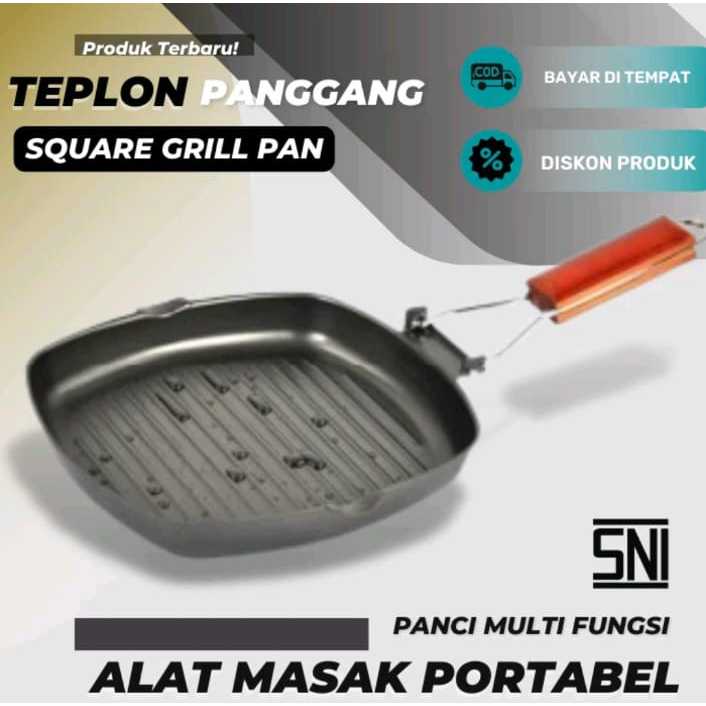 Teplon lipat square grill teplon anti lengket