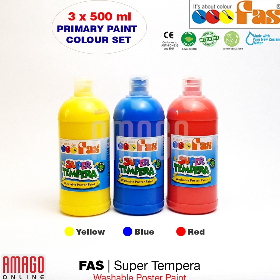 

KODE A8B9 Paket 3 Warna FAS Super Tempera Yellow Blue Red Set 3 x 5 ml