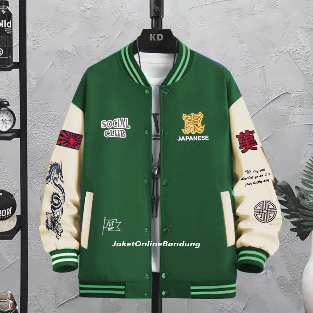 Jaket Baseball Varsity Pria & Wanita / Jaket Varsity Baseball Sukajan Jepang Naga Osaka Fullprint
