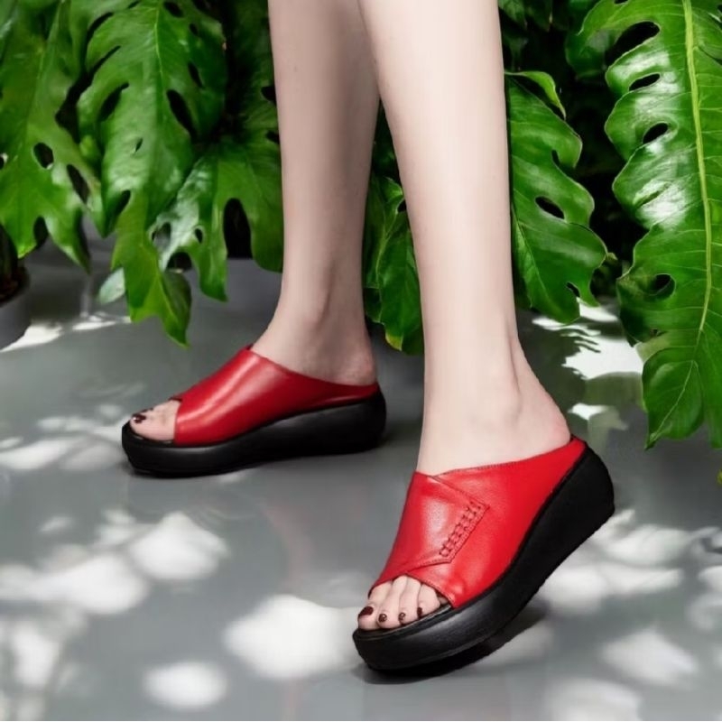 Sandal Selop Wanita Casual Sendal Wanita Wedges SlipOn Sandal Pesta Kondangan Kekinian Terbaru