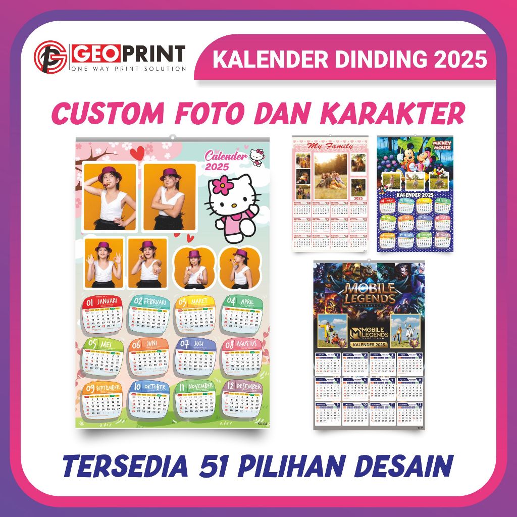 

Kalender Dinding Tahun 2025 Custom Foto sendiri Lengkap Tanggal Hijriah Dan Jawa Ukuran 32 x 48 cm