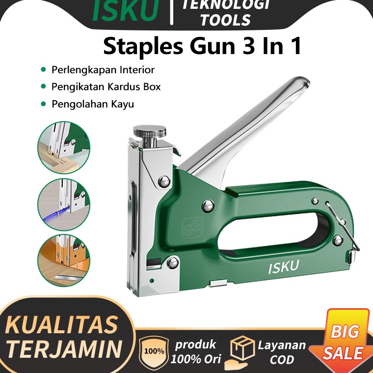 

Pasti Hemat ISKU staples gunStaples Stapler Tembak 3 In 1 SetMetal Tacker Professional