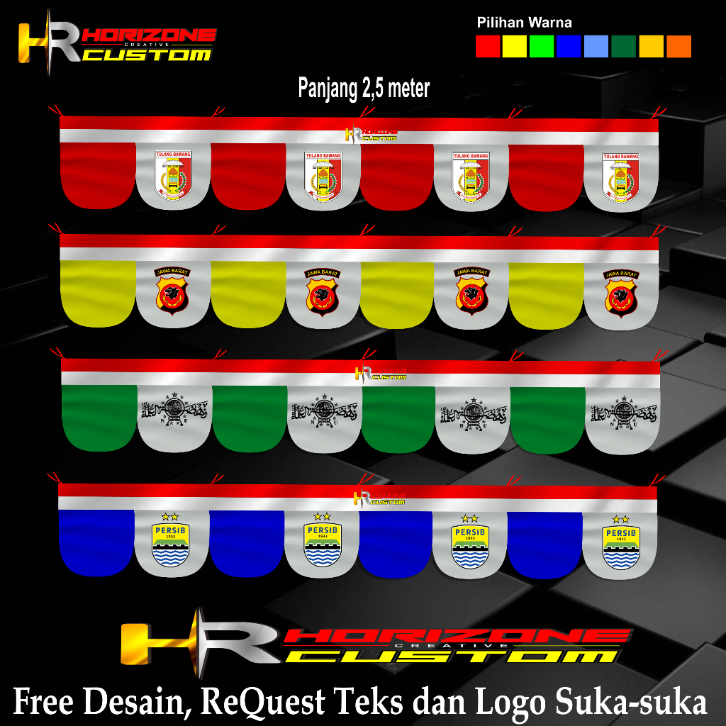 BENDERA UMBUL UMBUL CUSTOM SERBAGUNA PANJANG 2.5METER