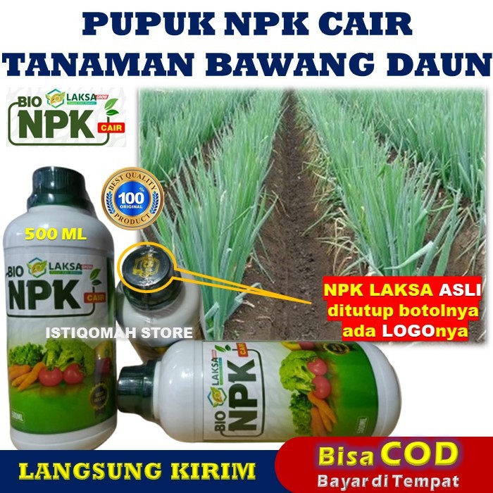 PUPUK NPK LAKSA GROW 500ML Pelebat Bawang Daun Terbaik Tahan di Musim Hujan - Pupuk NPK Cair Pelebat