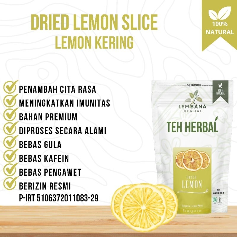 

DRIED LEMON LEMBANA HERBAL 30 GRAM LEMON MURNI IRIS KERING SLICE REMPAH DEHYDRATOR ASLI TANPA CAMPURAN