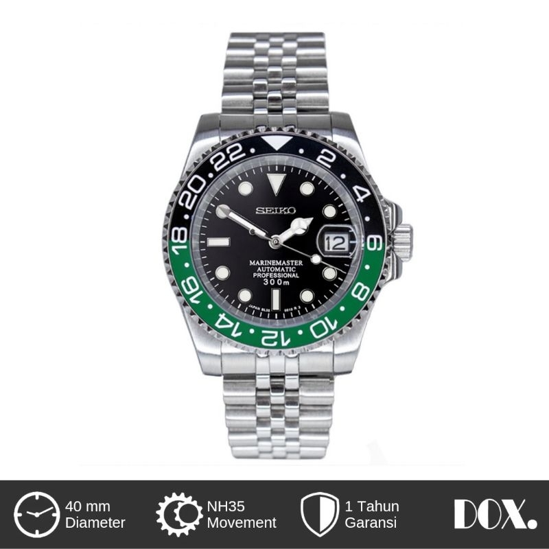 Jam Seikomod Sprite Jubilee NH35 Automatic Stainless Steel Kaca Sapphire Diameter 40mm Bezel Ceramic