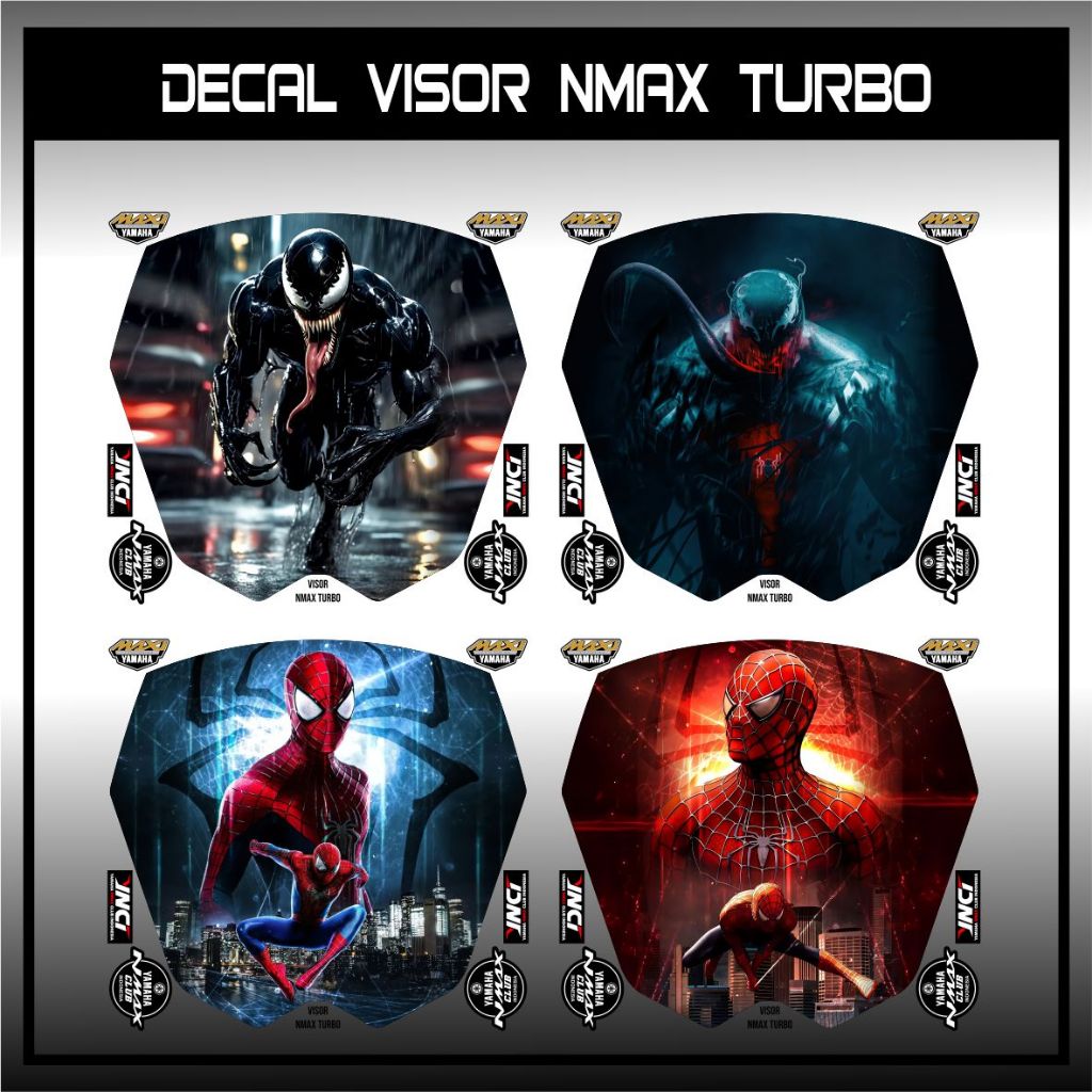DECAL VISORE NMAX TURBO SPIDERMAN VENOM / tiker visor Winshield yamaha Nmax Turbo VENOM