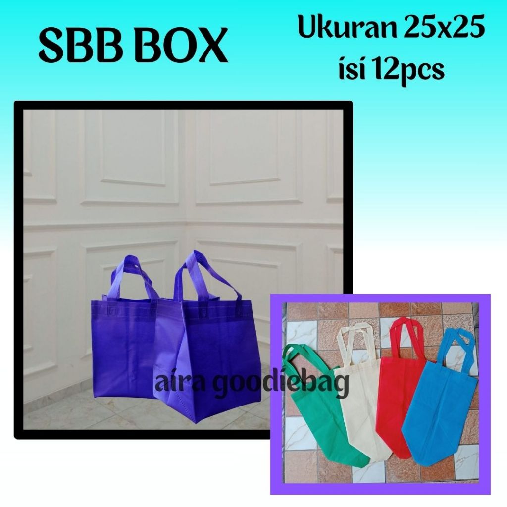 

SBB BOX 25X25 Isi 12pcs Tas Goodiebag Tas Nasi Kotak Tas Besek Tas Keluaran Terbaru
