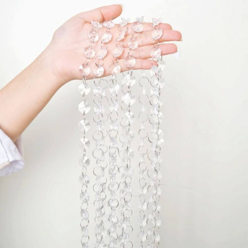 [BAHAN KACA] CRYSTAL BEADS OCTAGON PREMIUM - KRISTAL GANTUNG BENING RANTAI MANIK UNTUK HIASAN DEKORA