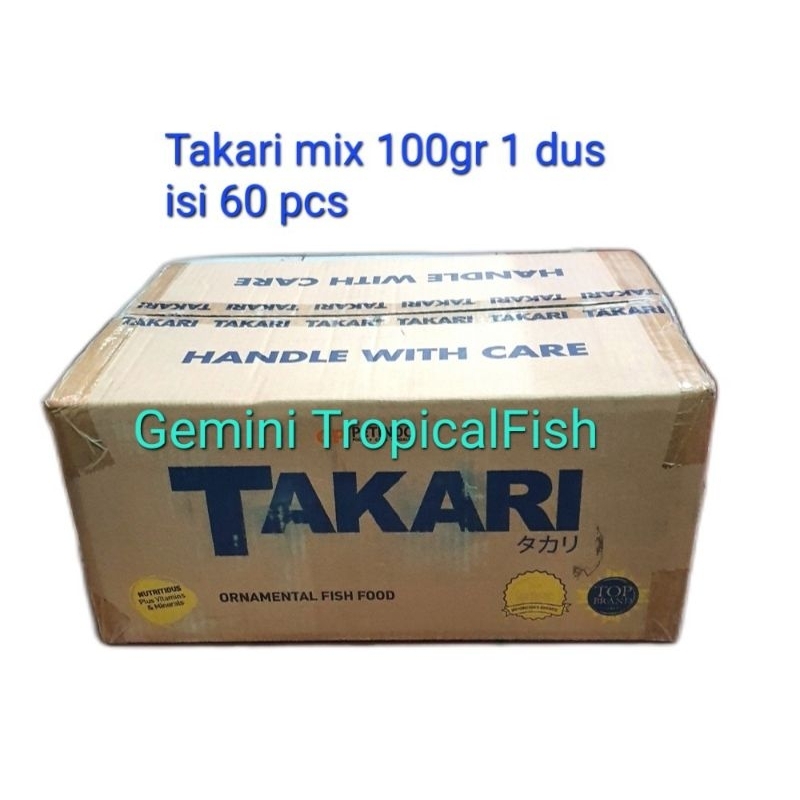 Takari mix 100 gram 1 dus isi 60 pcs makanan pelet ikan koki koi