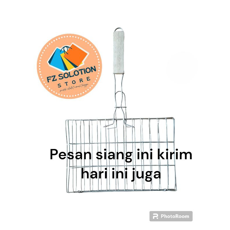Panggangan ikan bakar gagang kayu / panggangan capit / panggangan kawat / alat bakaran ikan / pangga