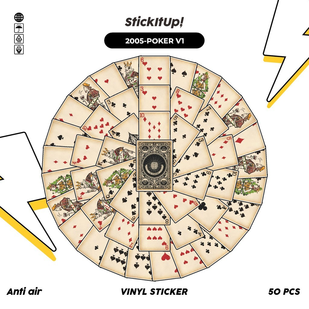 

COD✨ 50 Pcs Stiker POKER V1 Lucu Anti Air Untuk Dekorasi Notebook Sepeda Skateboard Handphone DIY