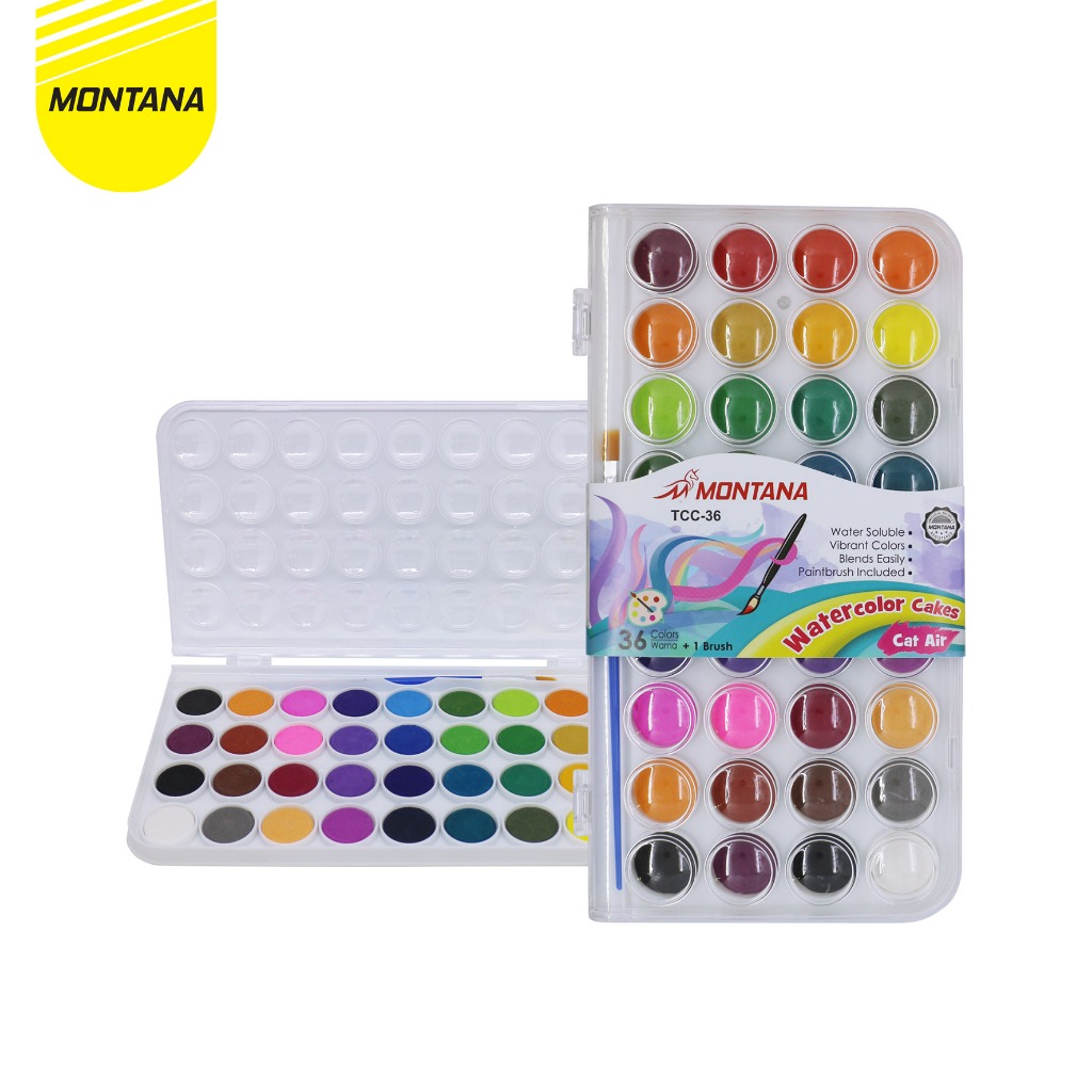 

MONTANA Water Color Cat Air 36 Warna Include High Synthetic Paint Brush TCC-36