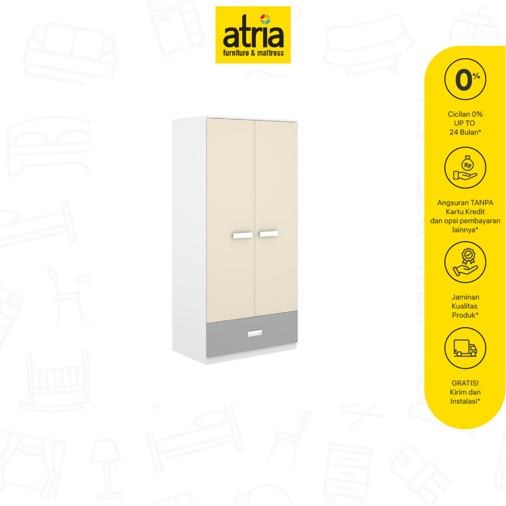 Atria Tedrick Lemari Minimalis  2 Pintu White