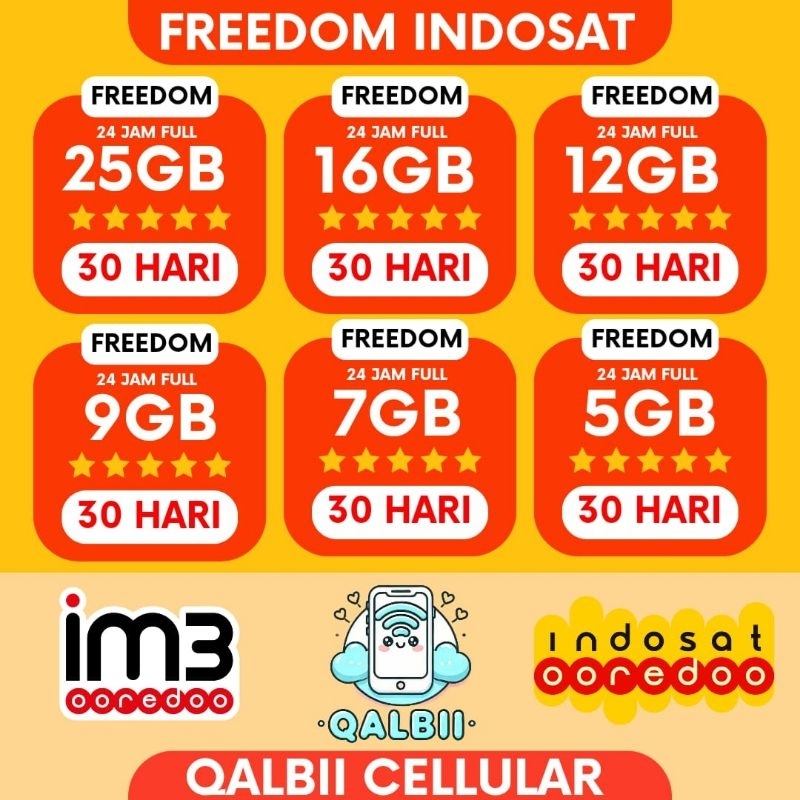 (PROMO) PAKET DATA MURAH INDOSAT 25GB|16GB|12GB|9GB|7GB|5.5GB FULL 24 JAM