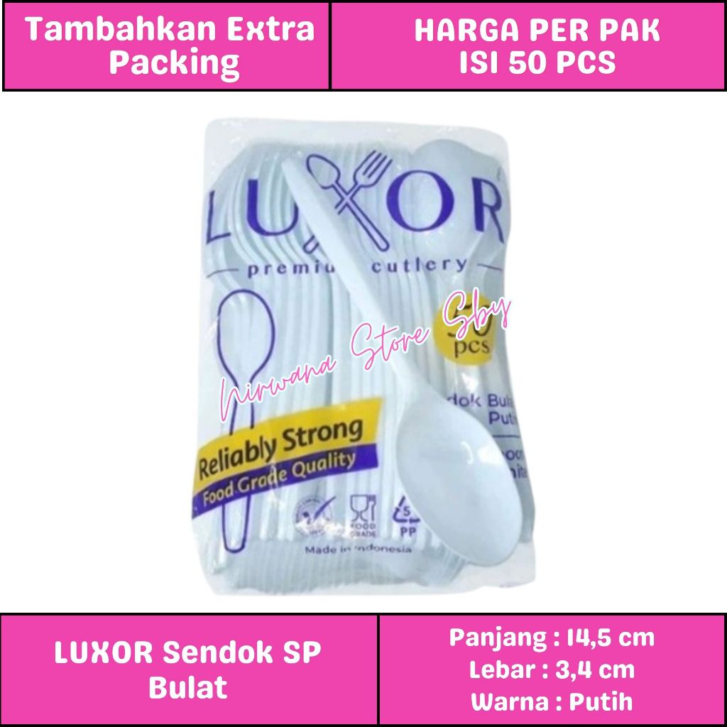 (50 pcs) Luxor Sendok SP Bulat Putih / Sendok Makan Plastik