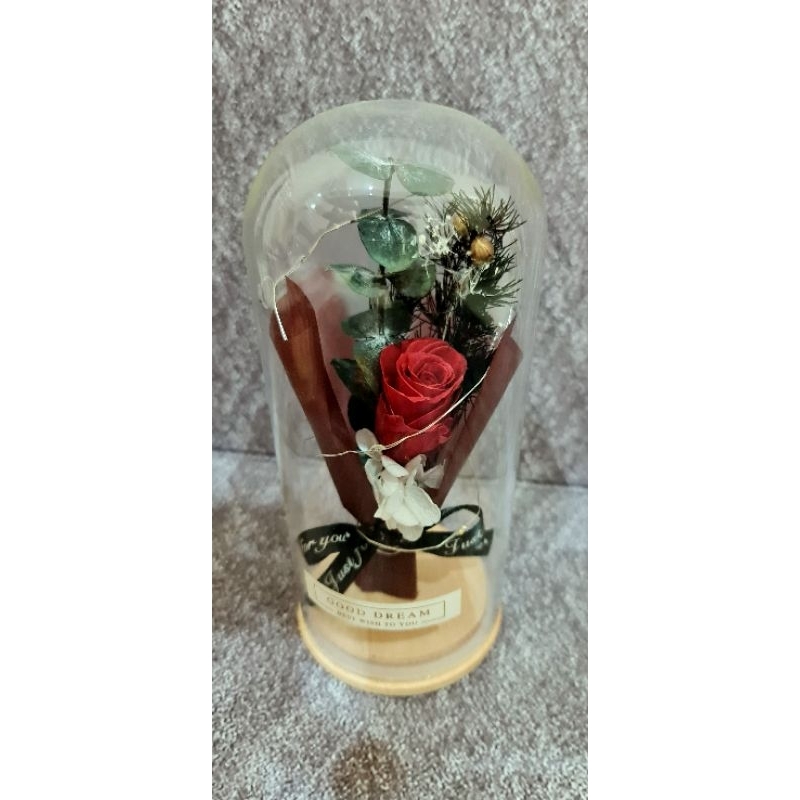 flower glass dome preserved Rose Glass Dome dengan LED 