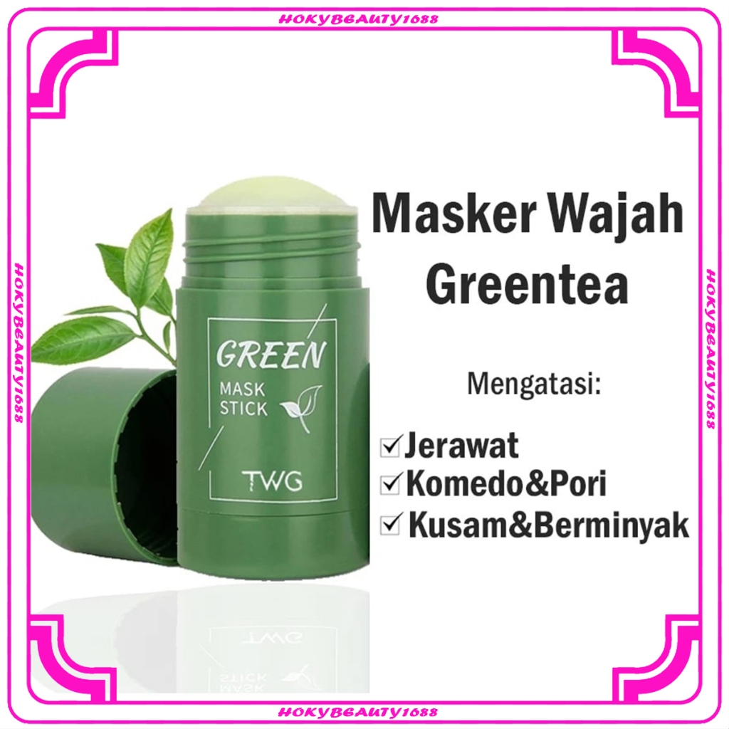 HB BPOM Green Tea Stick Mask Cleansing Clay Stick Masker Wajah Green Tea Pore Clean Clay Mask