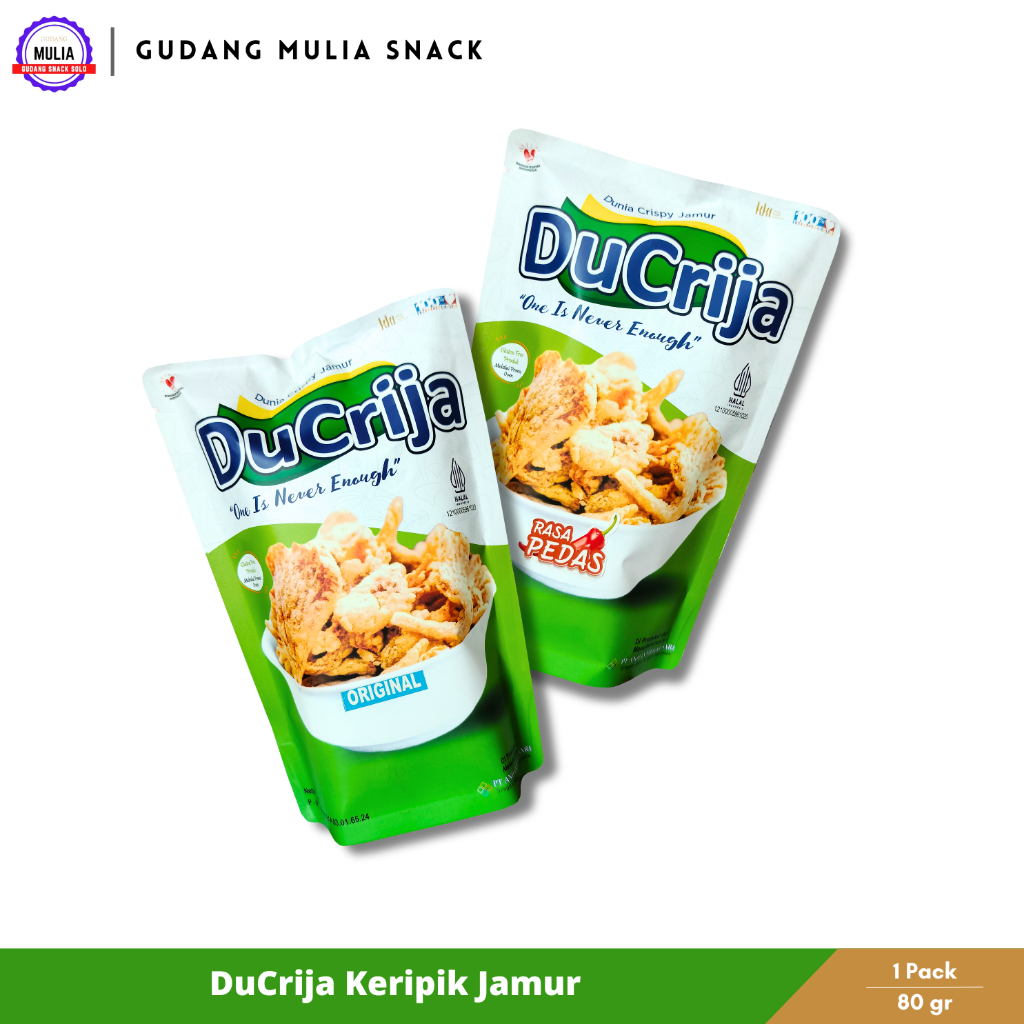 

DUCRIJA Keripik Jamur Crispy | Kripik Jamur Tiram | Muchroom Chips Original Pedas Keju Balado Sapi Panggang Rumput Laut