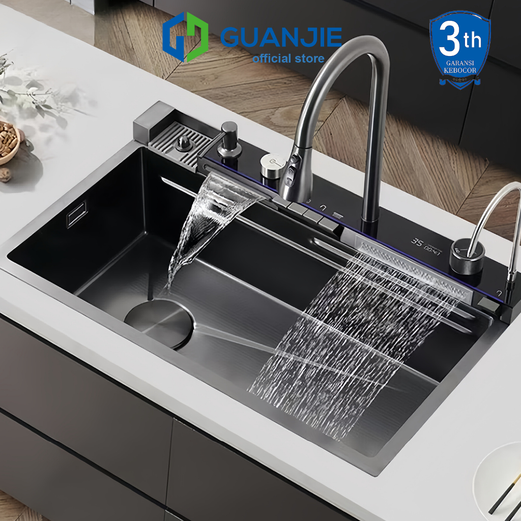 GUANJIE - Kitchen Sink Wastafel Stainless Steel Bak Cuci Piring Wastafel Dapur Lengkap Tarik Adjusta