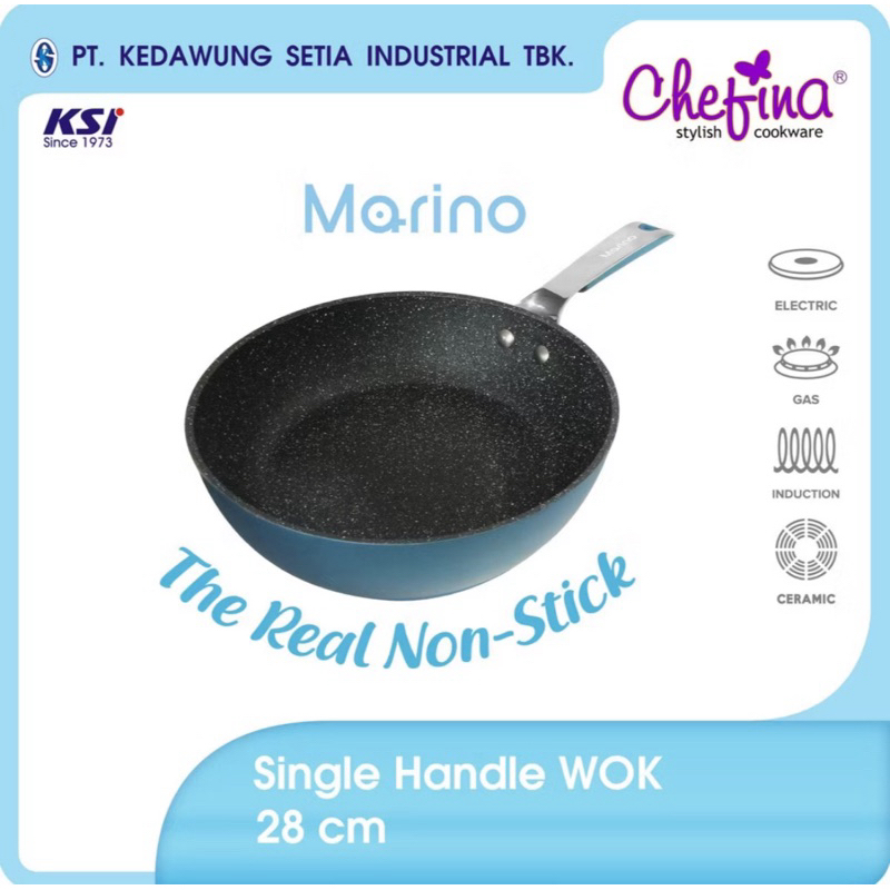 Chefina “Marino Series” Single Handel Wok 28cm