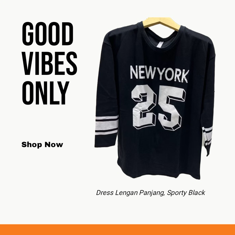 Preloved Jaksel- Dress sporty angka 25 black - lengan panjang bahan import