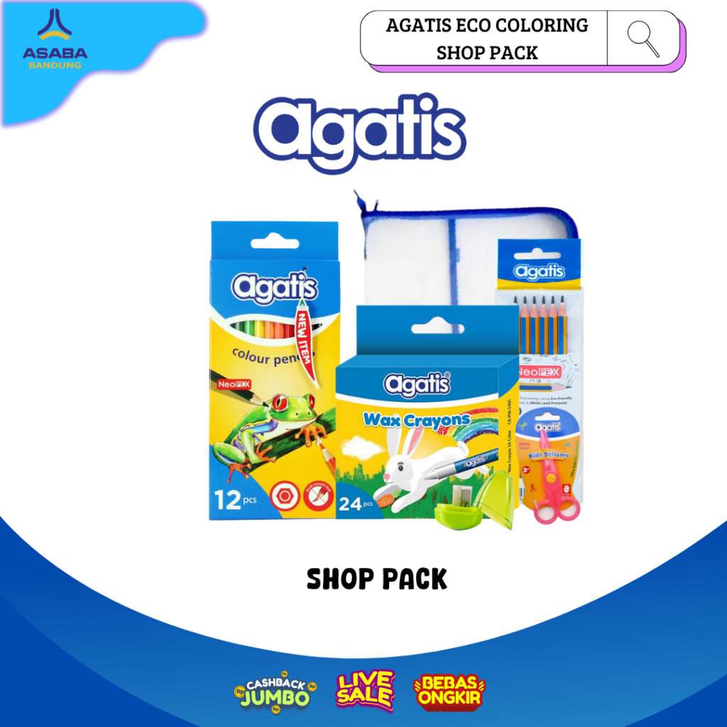

Asaba Bandung - AGATIS ECO COLORING SHOP PACK / PAKET ALAT TULIS MEWARNAI LENGKAP