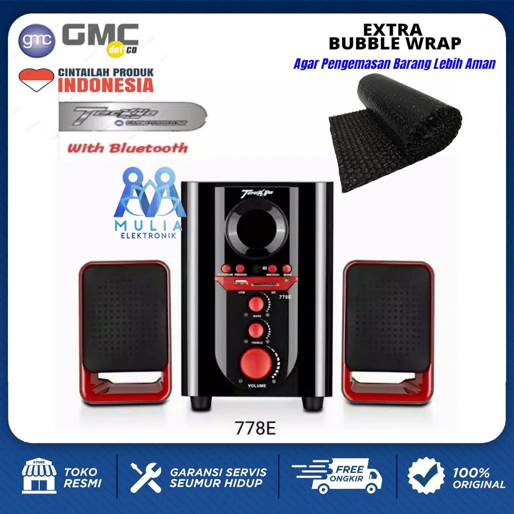 SPEAKER SALON AKTIF GMC TECKYO 778E BLUETOOTH SUBWOOFERS X-BASS / SPEAKER SALON AKTIF X-BASS SNI