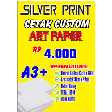 

cetak custom ART PAPER murah ukuran a3+ 120gram langsung jadi bisa cod sragen