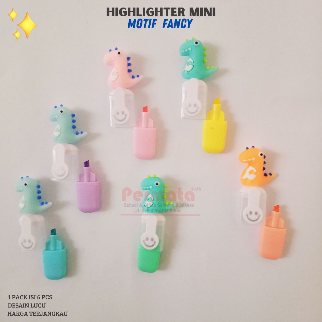 

(6 Pcs)Highlighter Mini No 832 Model Dinosaurus Stabilo Karakter Lucu