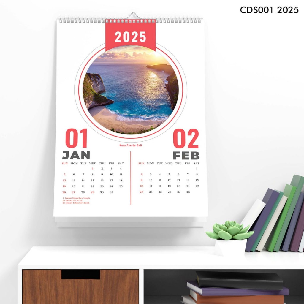 

Kalender Dinding Aesthetic 2025 Ukuran A3 Spiral 7 Lembar Hiasan Ruangan