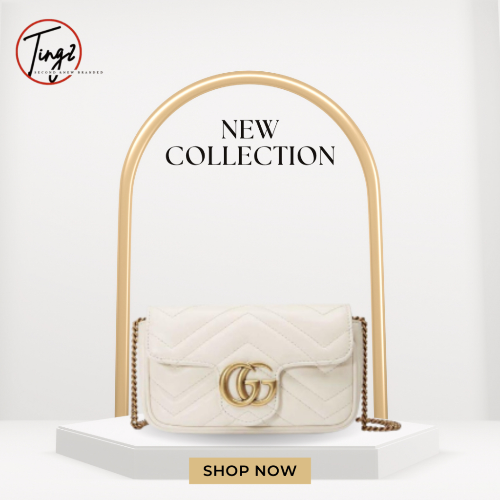 Second GUCCI white gold sling bag Selempang Wanita Mini Import Tas Marmont Mini Slingbag Cewek