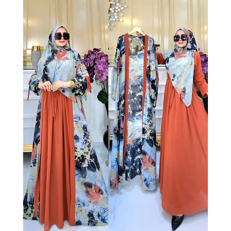 DRESS+OUTHER BAHAN CERUTY BABYDOLL MODEL LENGAN SEMI BALON LD 110