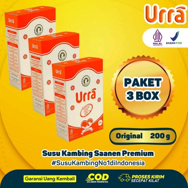 

PAKET 3 BOX ] SUSU URRA - Susu Kambing Saanen Premium - Susu Terapi Atasi Masalah Persendian