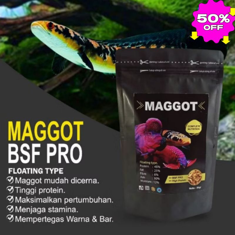 Maggot BSF Pro Manggot kering dry maggot pakan ikan louhan arwana channa oscar
