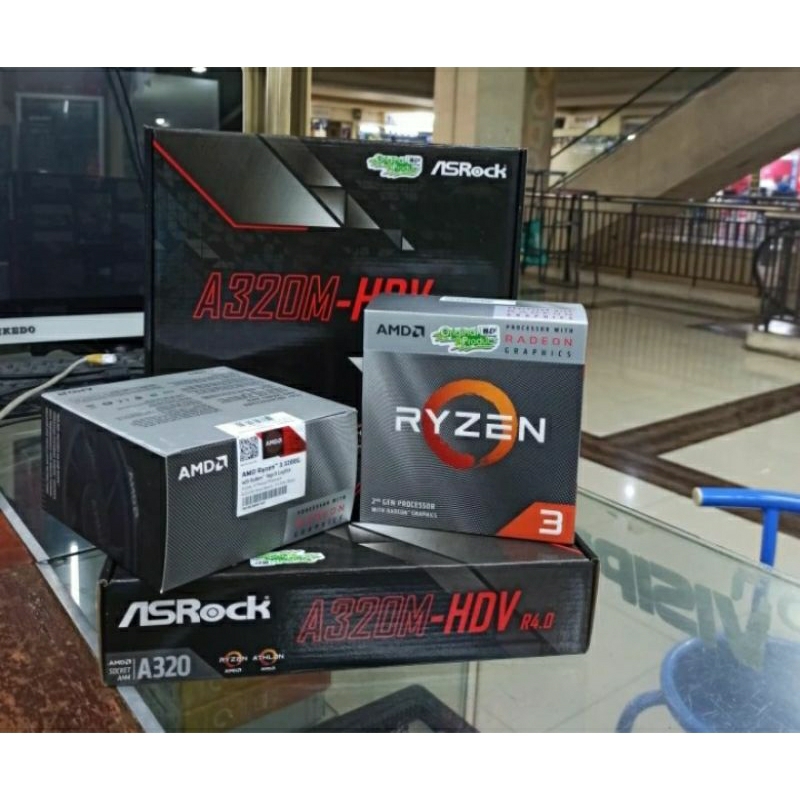 MOTHERBOARD ASROCK A320 PROCESSOR AMD RYZEN3 2200G / RYZEN3 3200G