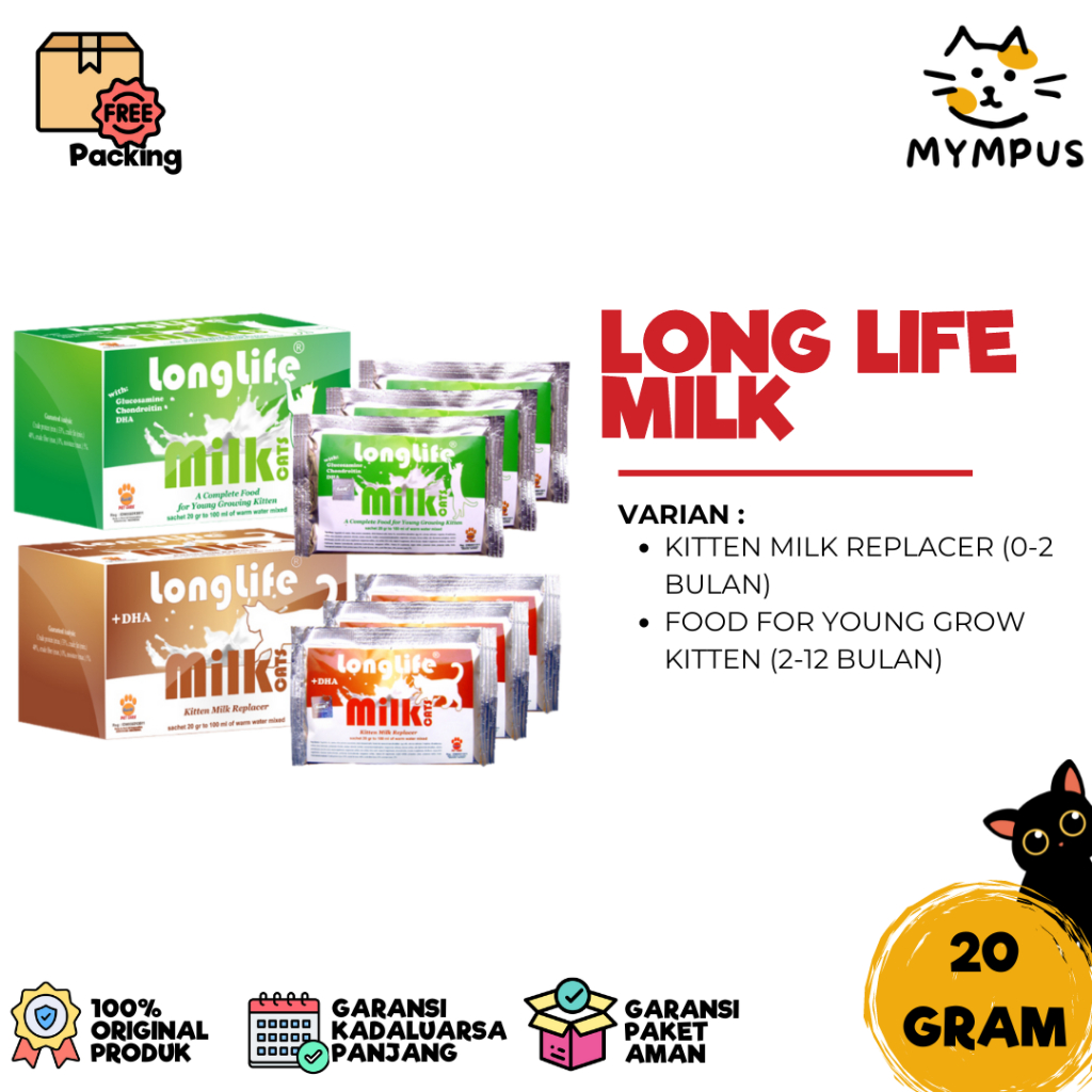 Long Life Milk KITTEN 20gr Baby 0-2 bulan / 2-12 bulan Susu Anak KUCING